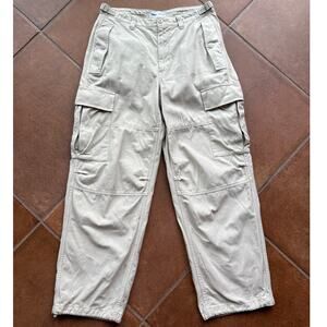 Aritzia TNA Slouchy Supply Cargo Pants with Pleated Pockets Khaki Cotton size 8